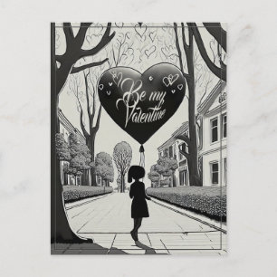 Sei mein Valentin im Manga-Stil Monochrom 1617 Feiertagspostkarte