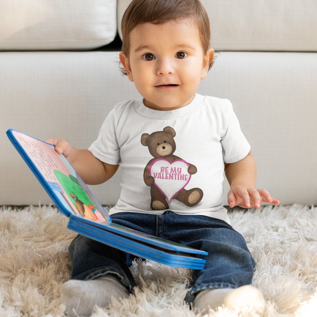 Sei mein Valentin Niedlicher Vintager Bärenfülltie Baby Strampler (Cute Valentine's Day Stuffed Teddy Bear Baby bodysuit)