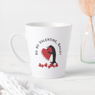 Sei mein Valentin - Pinguin und rotes Herz Milchtasse