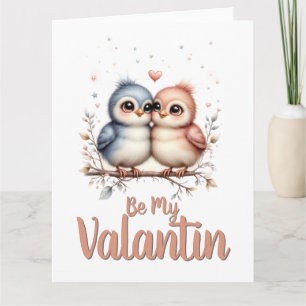 Sei mein Valentin – Süße Liebesvögel Valentins-Kun Dankeskarte