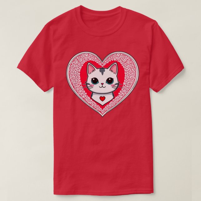 Sei mein Valentine Cat Heart T - Shirt (Design vorne)