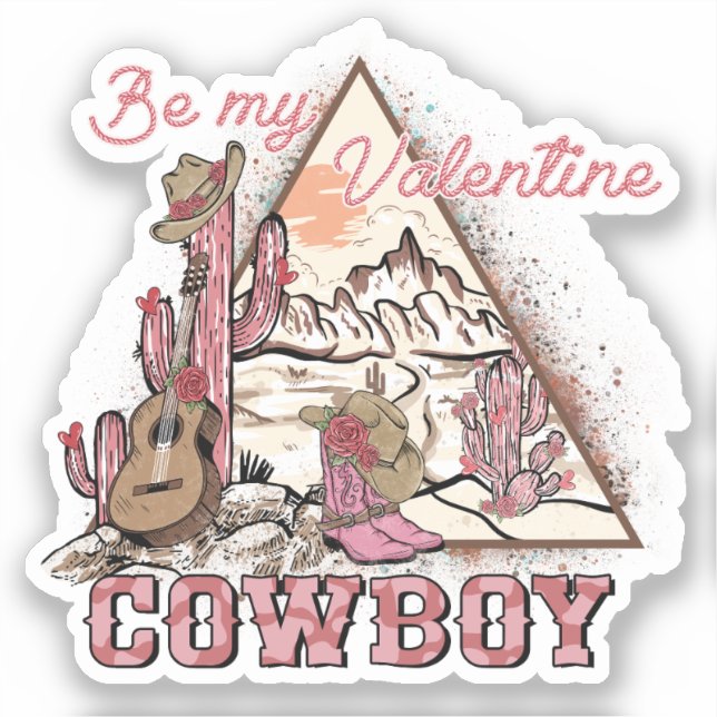 Sei mein Valentine - Cowboy Western Land Aufkleber (Vorderseite)