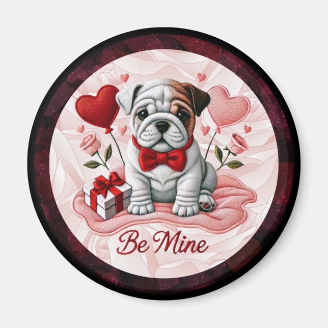 "Sei mein Valentine English Bulldog Round Magnet (Vorne)