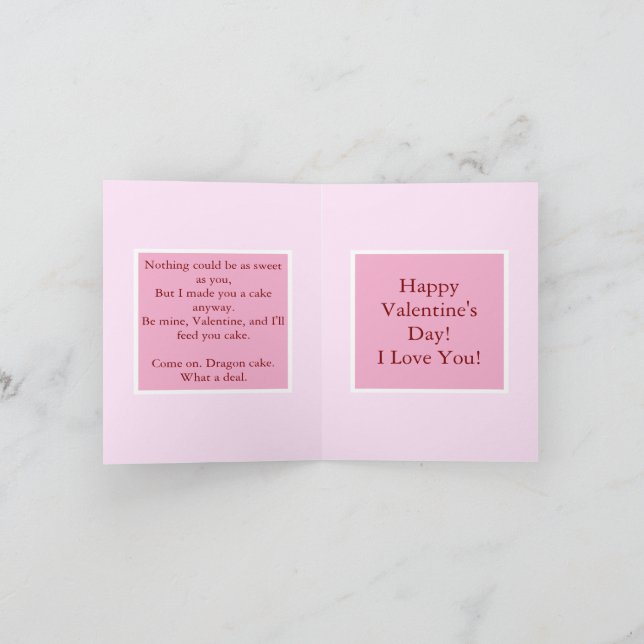 Sei mein, Valentine. Ich werde dir Kuchen füttern. Karte (Innenseite)