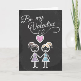 Sei mein Valentine Lesbian Chalkboard als Thema Feiertagskarte