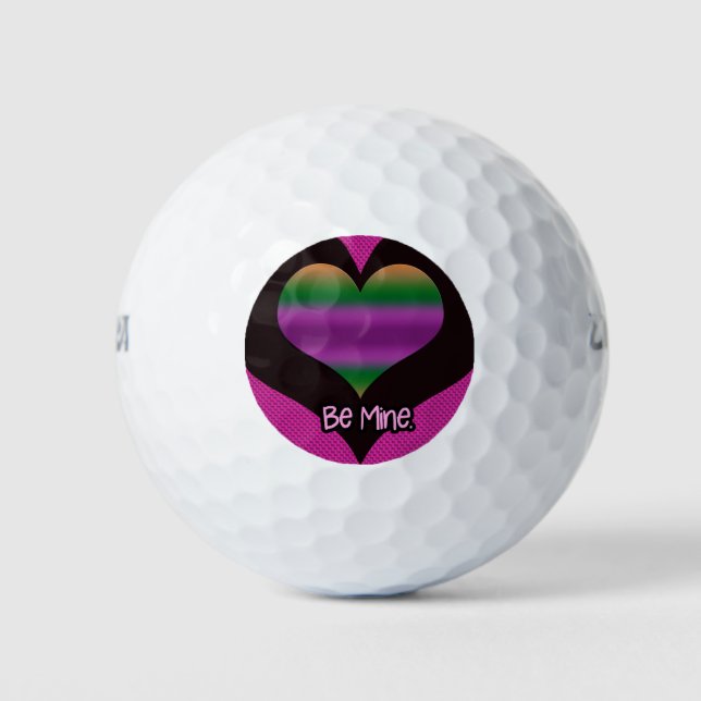 Sei mein Valentine Lila Strip Herz Golfball (Vorderseite)