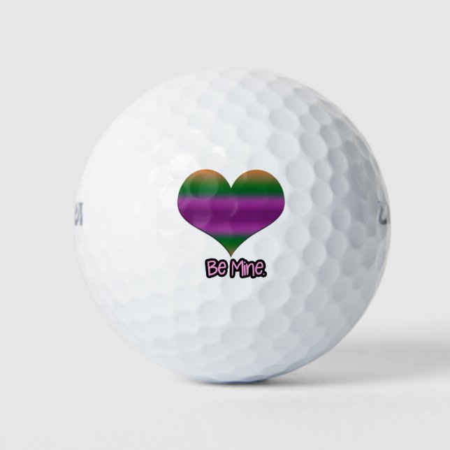 Sei mein Valentine Lila Strip Herz Golfball (Vorderseite)