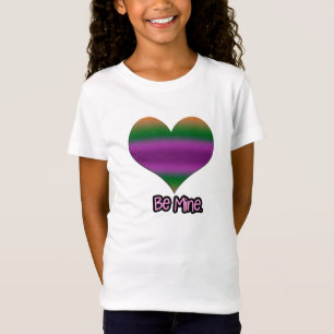 Sei mein Valentine Lila Strip Herz T-Shirt