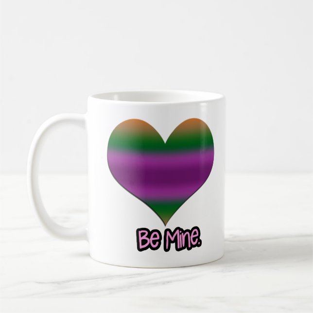 Sei mein Valentine Lila Strip Herz Tasse (Links)