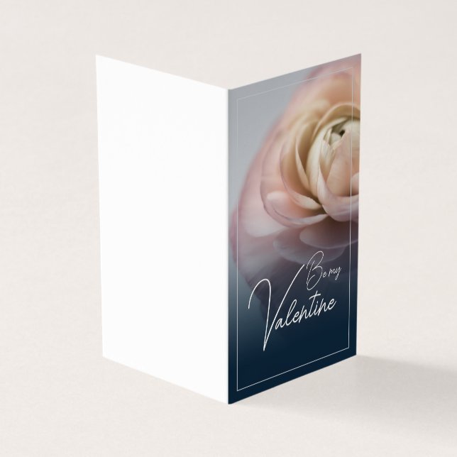 Sei mein Valentine - mit großer rosa Rose (Vorderseite)