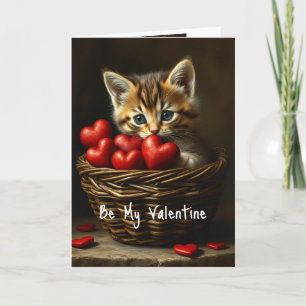 Sei mein Valentine Niedlich Kitten Cat Red Hearts Karte