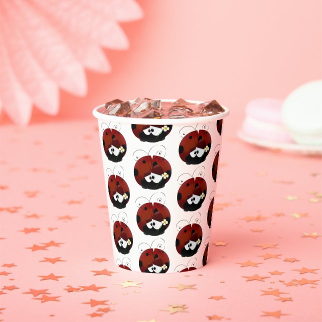 Sei mein Valentine Niedlich Red Ladybug Cartoon Pappbecher (Insitu)