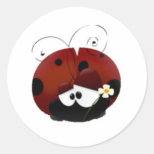 Sei mein Valentine Niedlich Red Ladybug Cartoon Runder Aufkleber