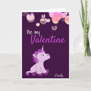 Sei mein Valentine Niedlich Unicorn Valentinstag Feiertagskarte