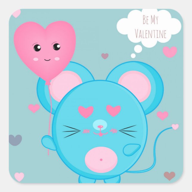 Sei mein Valentine Quadratischer Aufkleber (Vorderseite)