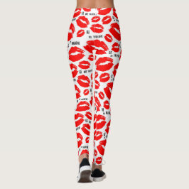 Sei mein Valentine Red Lip White Sexy Happy Valent Leggings