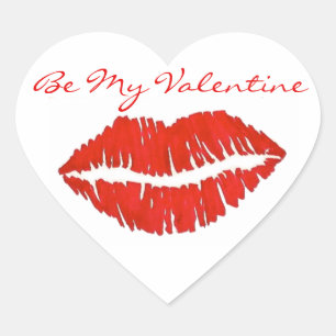 Sei mein Valentine Red Lipstick Kiss Liebe Lip Pri Herz-Aufkleber