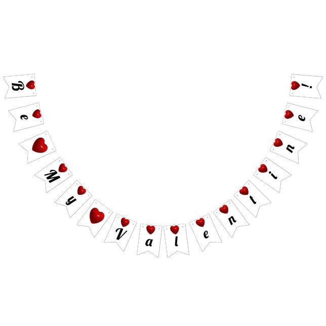 Sei mein Valentine! Rote Herzen Wimpelkette (Alle)