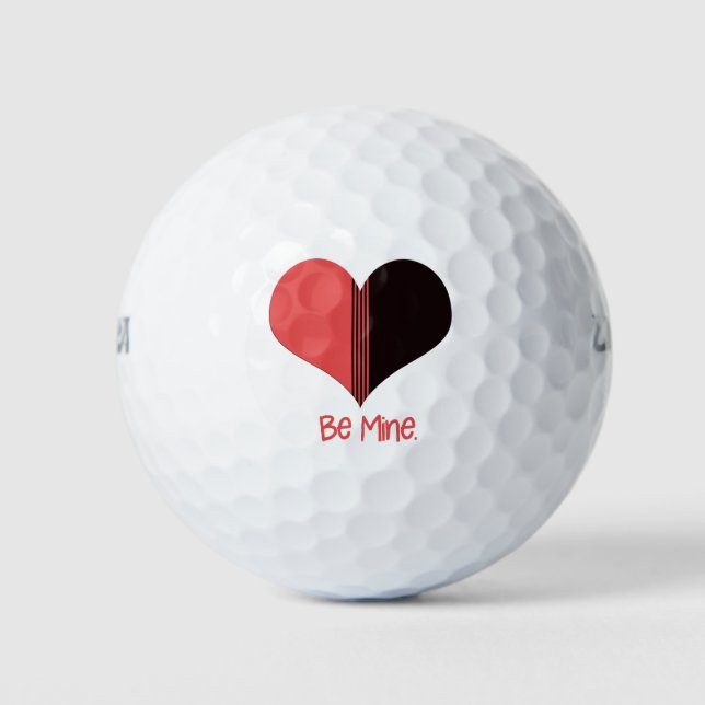Sei mein Valentine Roter Streifen Herz Golfball (Vorderseite)