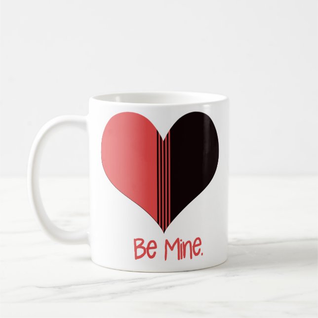 Sei mein Valentine Roter Streifen Herz Kaffeetasse (Links)