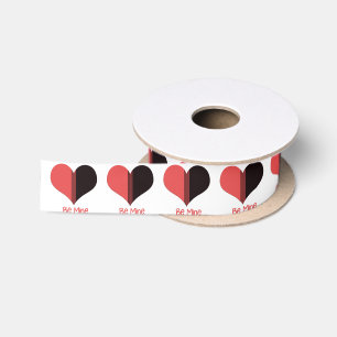Sei mein Valentine Roter Streifen Herz Satinband