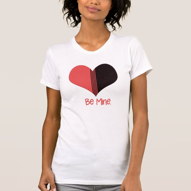 Sei mein Valentine Roter Streifen Herz T-Shirt (Vorderseite)