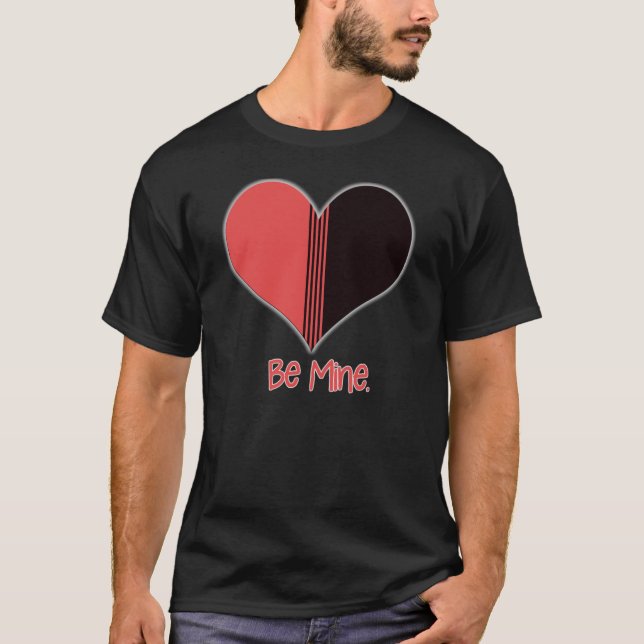 Sei mein Valentine Roter Streifen Herz T-Shirt (Vorderseite)