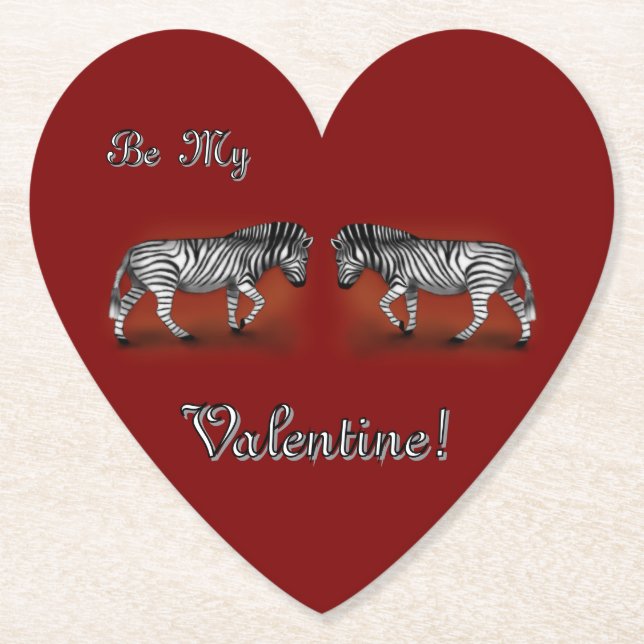 "Sei mein Valentine! Zebras" Untersetzer (Vorderseite)