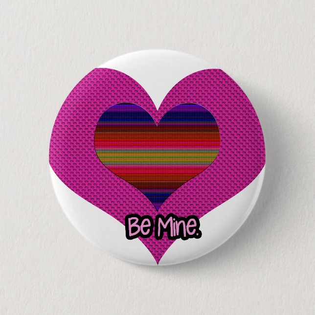 Sei mein Valentiner Regenbogenherz Button (Vorderseite)