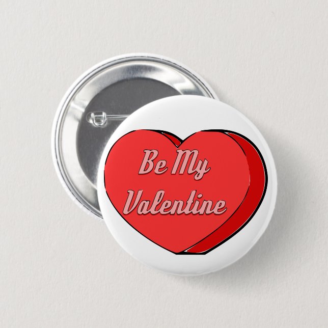 Sei mein Valentines Candy Heart Zeichnend Button (Vorne & Hinten)