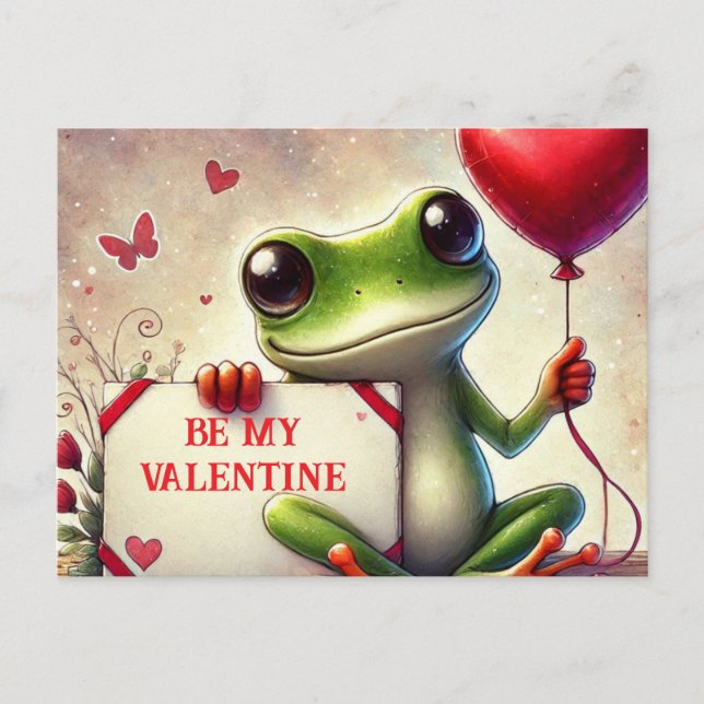 Sei mein Valentinfrosch Postkarte (Vorderseite)