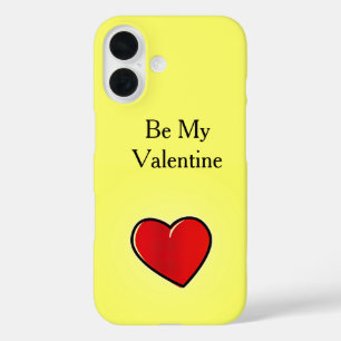 Sei mein valentinisches rotes Herz auf gelb iPhone 16 Hülle