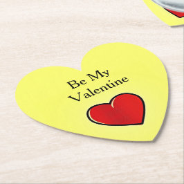 Sei mein valentinisches rotes Herz auf gelb Untersetzer