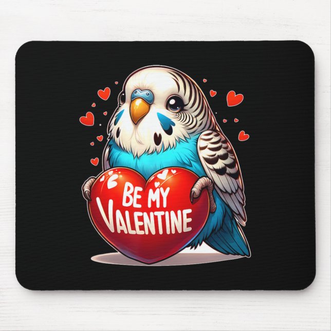 Sei mein Valentins Budgie Herz  Mousepad (Vorne)