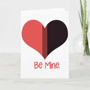 Sei mein Valentins-Herz mit roten Streifen Feiertagskarte