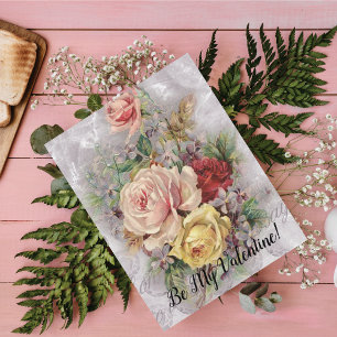 Sei mein Valentins Vintage Blumenstrauß Fliederros Feiertagspostkarte
