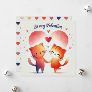 Sei mein Valentins-Wasserfarbenkarte Orange Herzen Feiertagskarte