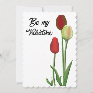 Sei mein Valentinsgruß mit rotem und gelbem Tulpen Feiertagskarte