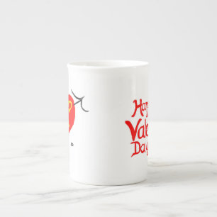 Sei mein Valentinsherz Bone China Herz Tasse