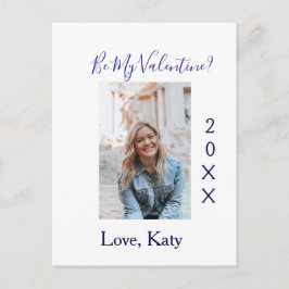 Sei mein Valentinsliebesname lila Jahr Foto einfac Postkarte