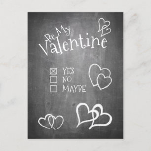 Sei mein Valentinstag auf einer Tafel Feiertagspostkarte