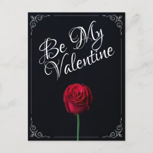 Sei mein Valentinstag - Dunkle rote Rose Postkarte