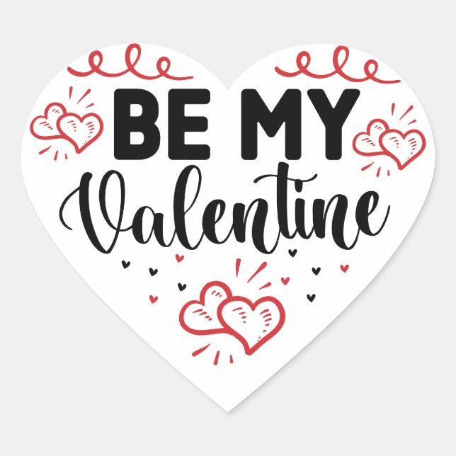 Sei mein Valentinstag Herz-Aufkleber (Vorderseite)