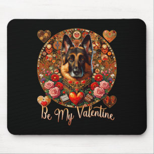 Sei mein Valentinstag-Hund Blumen Rot Herz Tag- De Mousepad
