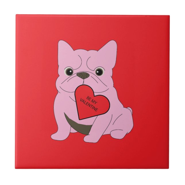 Sei mein Valentinstag-Hund Fliese (Vorderseite)