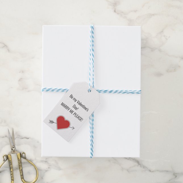 Sei mein Valentinstag! MARRY MIR BITTE! Geschenkanhänger (Mit Garn)