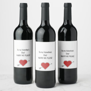 Sei mein Valentinstag! MARRY MIR BITTE! Weinetikett