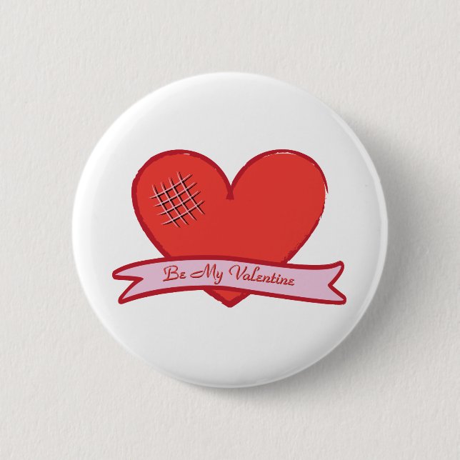 Sei mein Valentinstag mit rotem Herzen Button (Vorderseite)