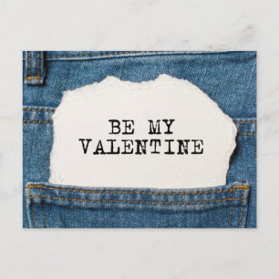 Sei mein Valentinstag moderne blaue Jeans Feiertagspostkarte