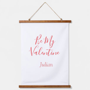 Sei mein Valentinstag-Name elegant Liebespaar Wandteppich Mit Holzrahmen